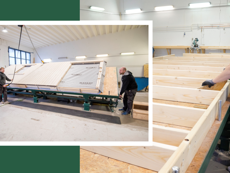 bildet viser to menn som jobber i en produksjonshall